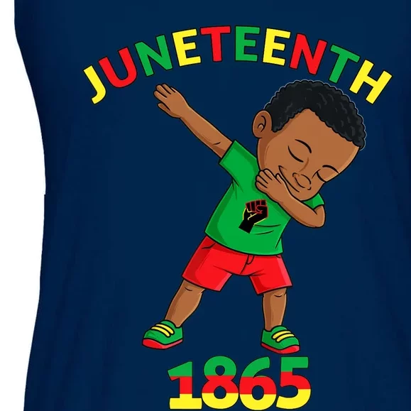 Dabbing Black King Juneteenth Melanin Brown Skin Boy Dab Ladies Essential Flowy Tank