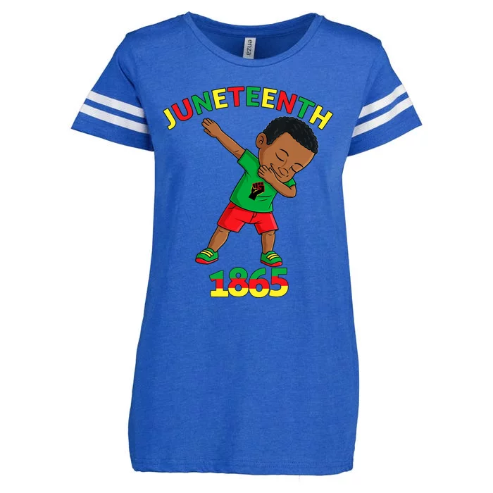 Dabbing Black King Juneteenth Melanin Brown Skin Boy Dab Enza Ladies Jersey Football T-Shirt