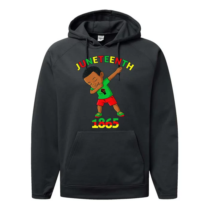 Dabbing Black King Juneteenth 1865 Brown Skin Dab Performance Fleece Hoodie