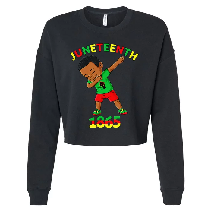 Dabbing Black King Juneteenth 1865 Brown Skin Dab Cropped Pullover Crew