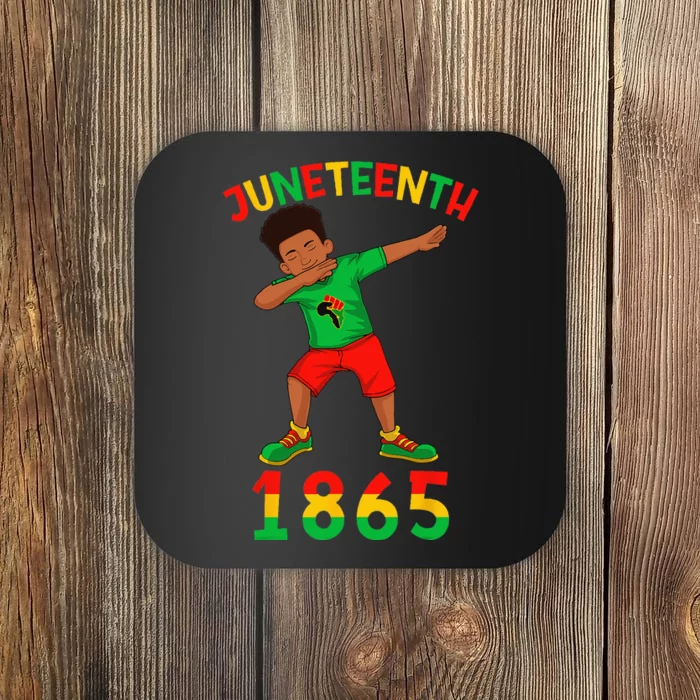 Dabbing Black King Juneteenth Brown Skin Black Coaster