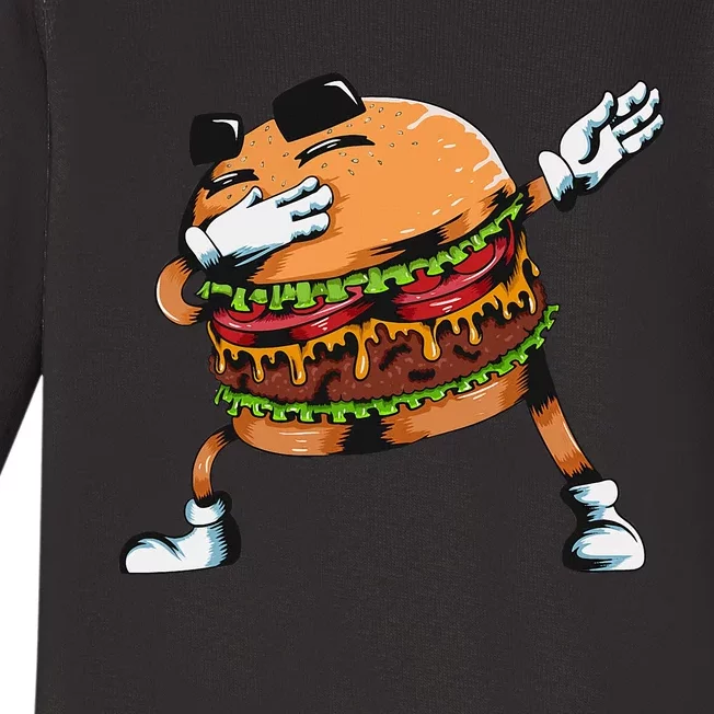 Dabbing Burger Lovers Fast Food Hamburger Baby Long Sleeve Bodysuit