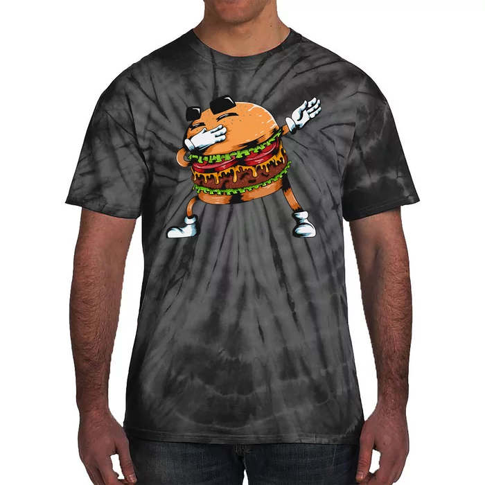 Dabbing Burger Lovers Fast Food Hamburger Tie-Dye T-Shirt