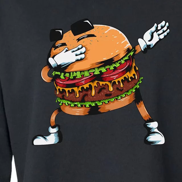 Dabbing Burger Lovers Fast Food Hamburger Cropped Pullover Crew