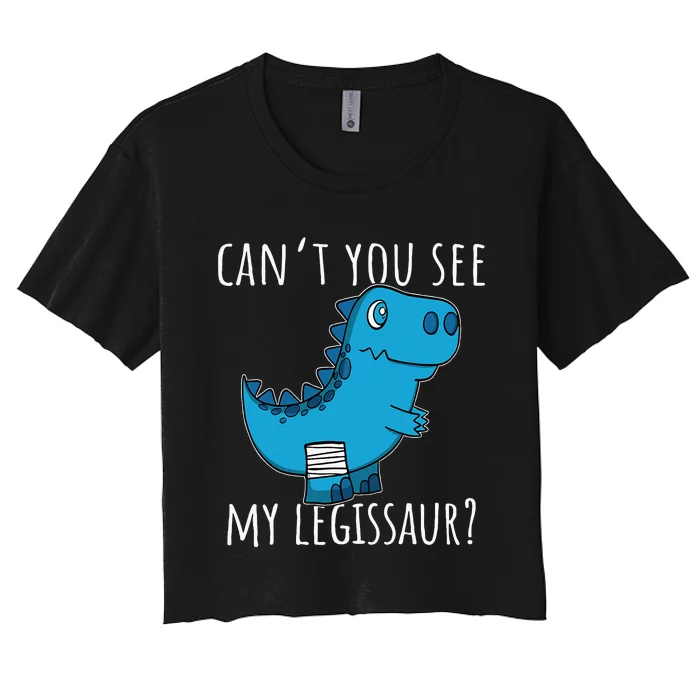 Dinosaur Broken Leg Get Well Soon For Leg Injury Women's Crop Top Tee