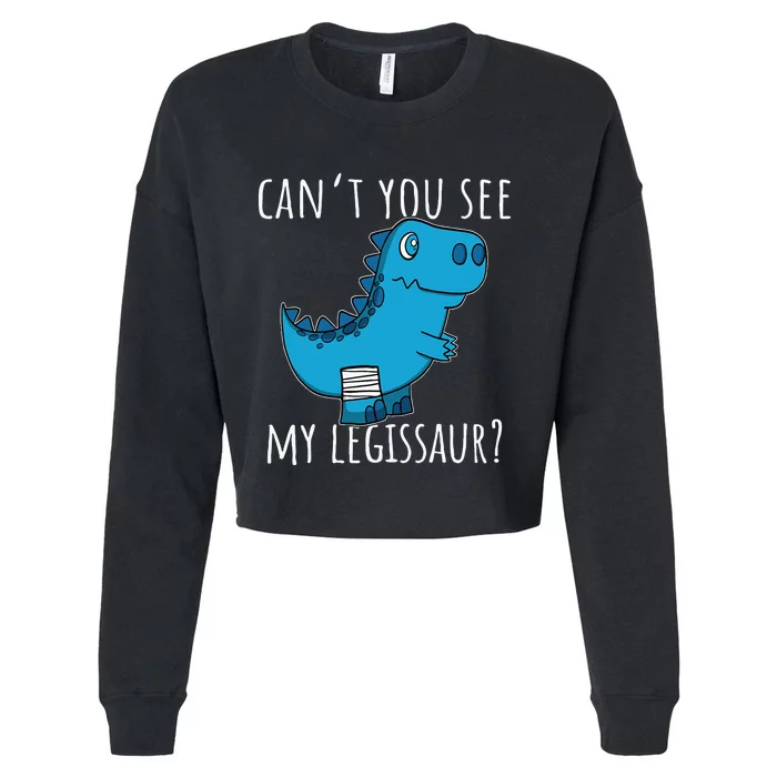 Dinosaur Broken Leg Get Well Soon For Leg Injury Cropped Pullover Crew