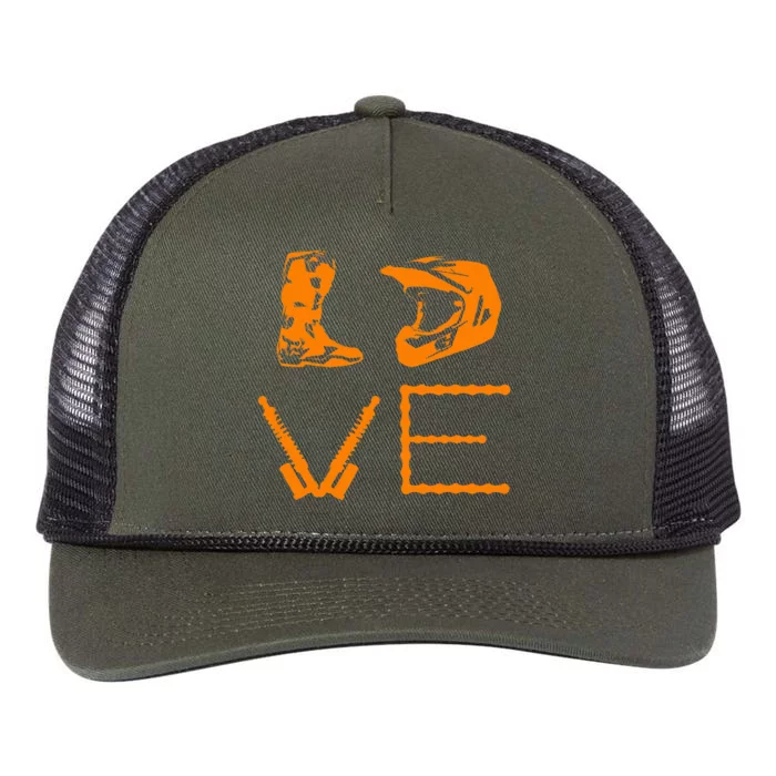 Dirt Bike Love Motorcycle Motocross Enduro Retro Rope Trucker Hat Cap