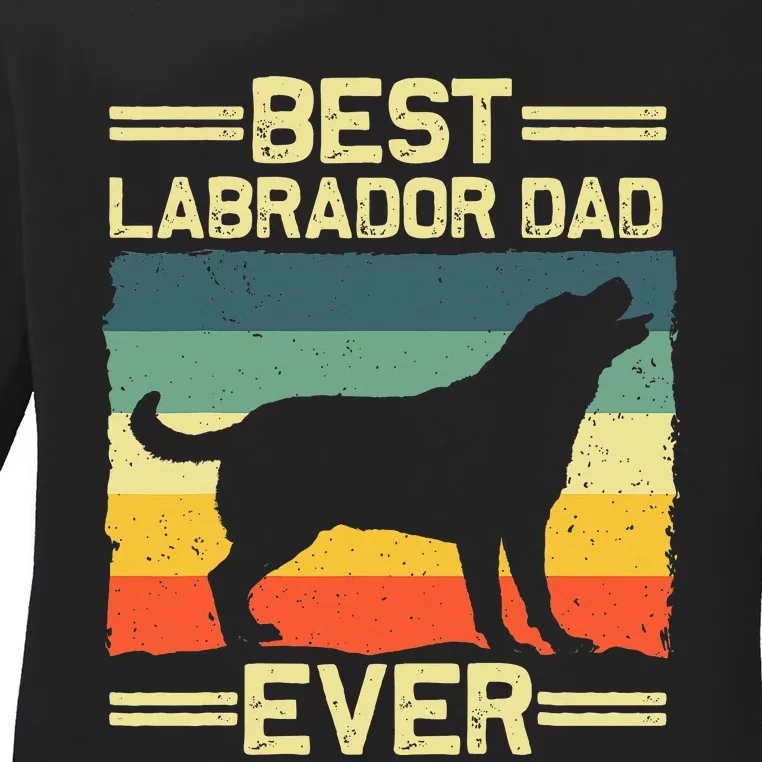 Dad Black Lab Yellow Labrador Retriever Ladies Long Sleeve Shirt