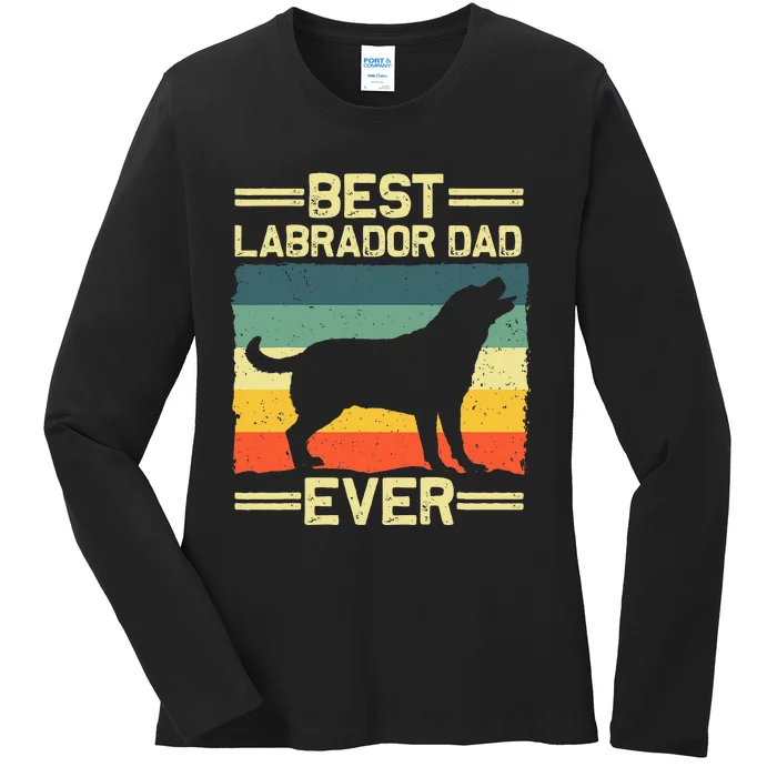 Dad Black Lab Yellow Labrador Retriever Ladies Long Sleeve Shirt