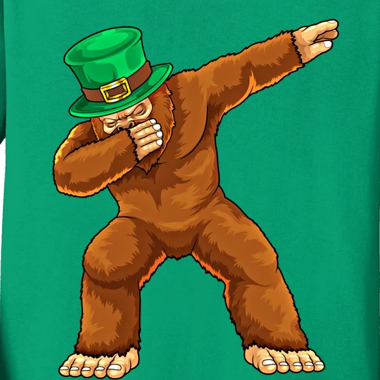 Dabbing Bigfoot Leprechaun St Patricks Day Irish Sasquatch Great Gift Kids Long Sleeve Shirt