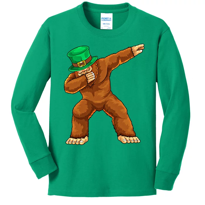 Dabbing Bigfoot Leprechaun St Patricks Day Irish Sasquatch Great Gift Kids Long Sleeve Shirt