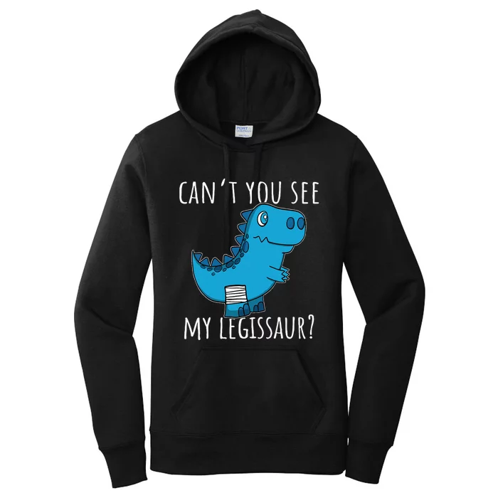 Dinosaur Broken Leg Get Well Soon For Leg Injury Women's Pullover Hoodie