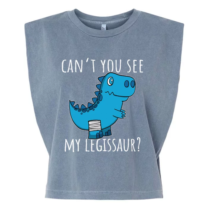 Dinosaur Broken Leg Get Well Soon For Leg Injury Garment-Dyed Women's Muscle Tee