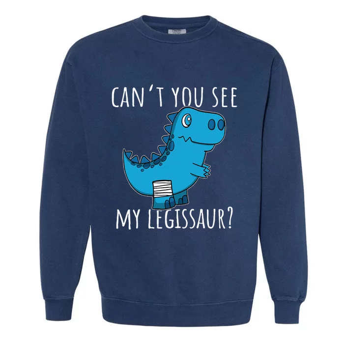 Dinosaur Broken Leg Get Well Soon For Leg Injury Garment-Dyed Sweatshirt