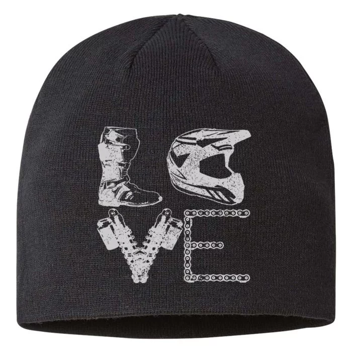 Dirt Bike Love Motocross Mx Enduro Biker Gift 8 1/2in Sustainable Knit Beanie