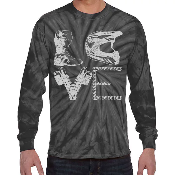 Dirt Bike Love Motocross Mx Enduro Biker Gift Tie-Dye Long Sleeve Shirt