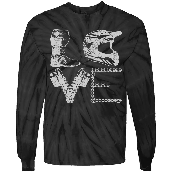 Dirt Bike Love Motocross Mx Enduro Biker Gift Tie-Dye Long Sleeve Shirt