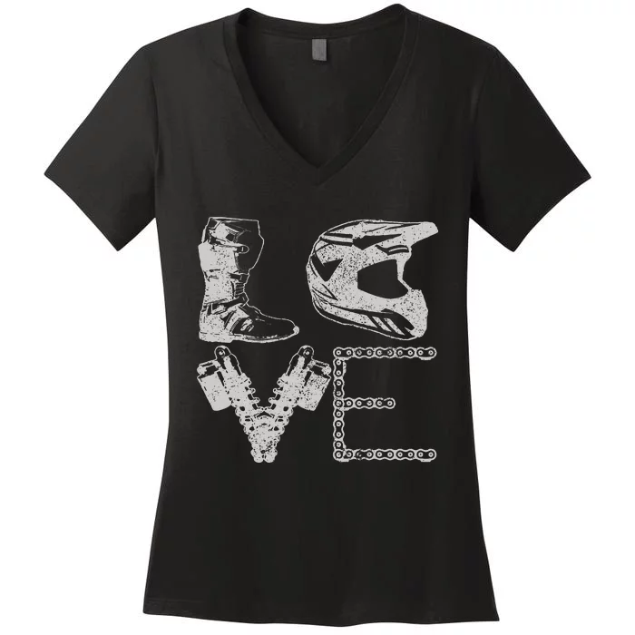 Dirt Bike Love Motocross Mx Enduro Biker Gift Women's V-Neck T-Shirt