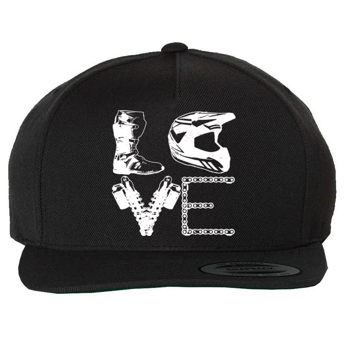 Dirt Bike LOVE Motocross Biker Gift Wool Snapback Cap