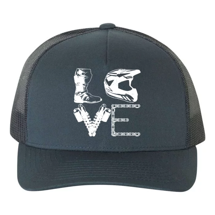 Dirt Bike LOVE Motocross Biker Gift Yupoong Adult 5-Panel Trucker Hat