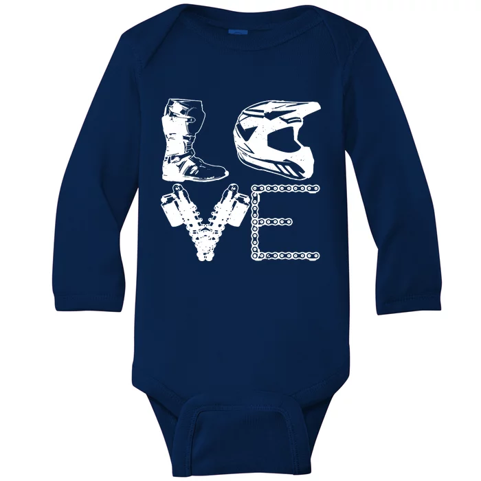 Dirt Bike LOVE Motocross Biker Gift Baby Long Sleeve Bodysuit