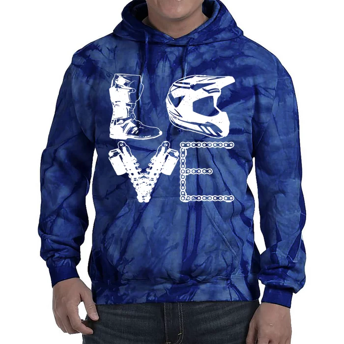 Dirt Bike LOVE Motocross Biker Gift Tie Dye Hoodie