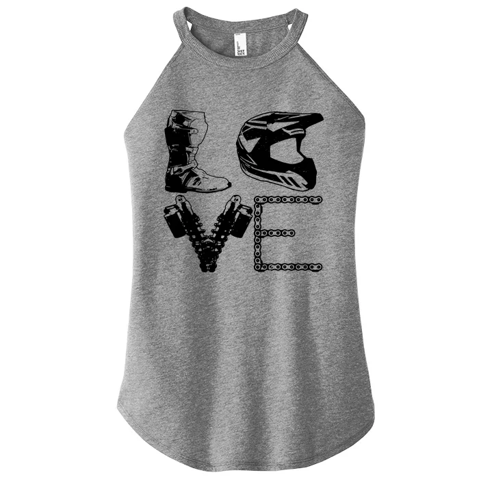 Dirt Bike LOVE Motocross Biker Gift Women’s Perfect Tri Rocker Tank