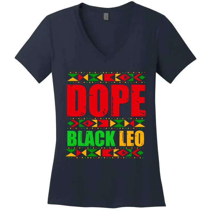 Dope Black Leo Black History Month Melanin African Women's V-Neck T-Shirt