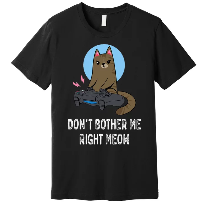 Don't Bother Me Right Meow  Funny Video Gamer & Cat Lover Premium T-Shirt