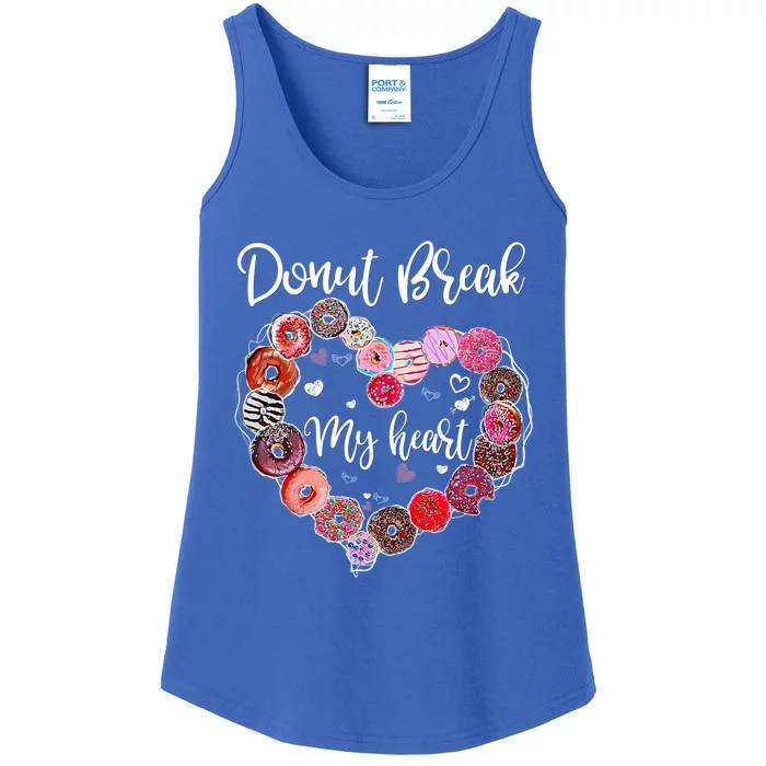 Donut Break My Heart Valentine's Day And For Donuts Great Gift Ladies Essential Tank