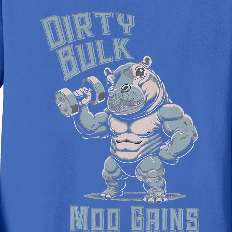 Dirty Bulk Moo Gains Kids Long Sleeve Shirt