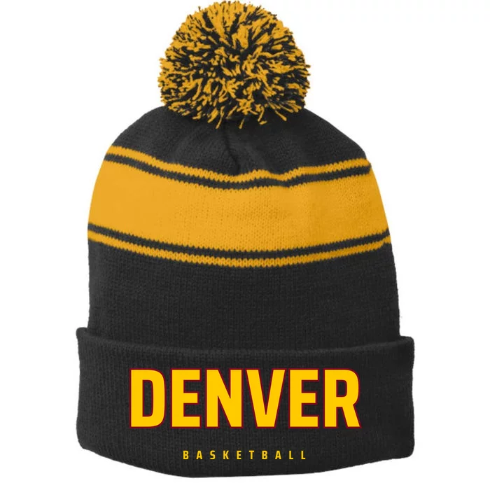 Denver Basketball Mile City High Colorado Practice Jersey Stripe Pom Pom Beanie