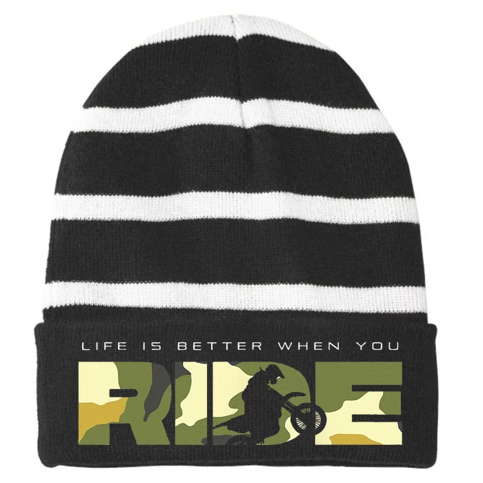 Dirt Bike Motocross Apparel Dirt Bike Motocross Striped Beanie with Solid Band