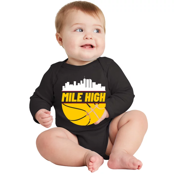 Denver Basketball Mile High 5280 Baby Long Sleeve Bodysuit