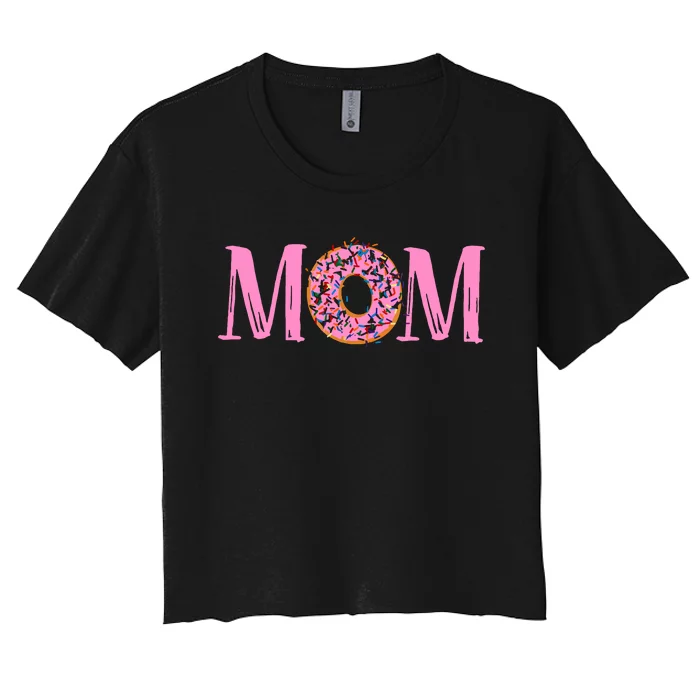 Donut Birthday Mom Family Donut Birthday Women's Crop Top Tee