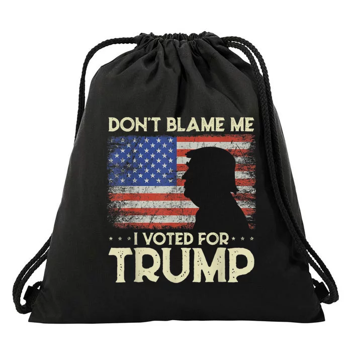 Don't Blame Me I Voted For Trump 4th Of July Retro USA Flag Drawstring Bag