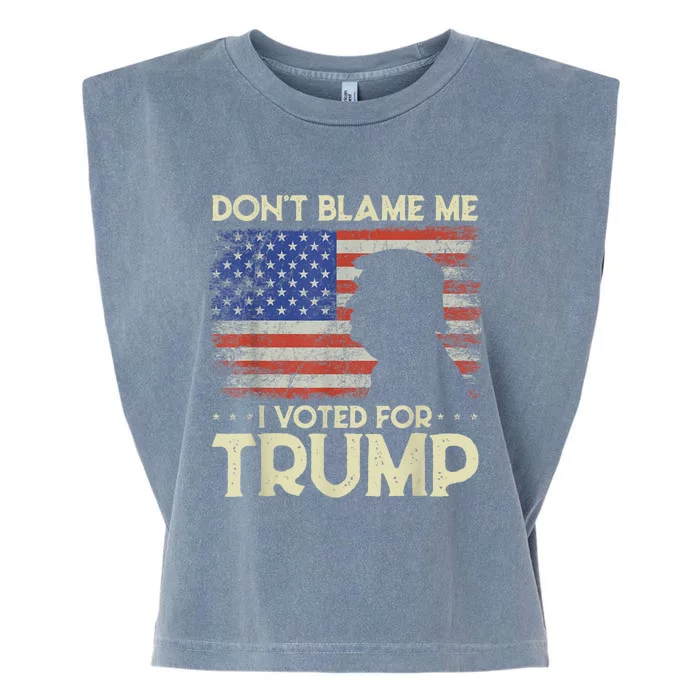 Don't Blame Me I Voted For Trump 4th Of July Retro USA Flag Garment-Dyed Women's Muscle Tee