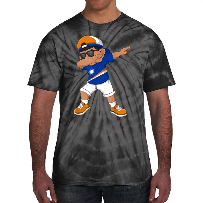 Dabbing Boy Marshall Islands Flag Dab Dance Tie-Dye T-Shirt