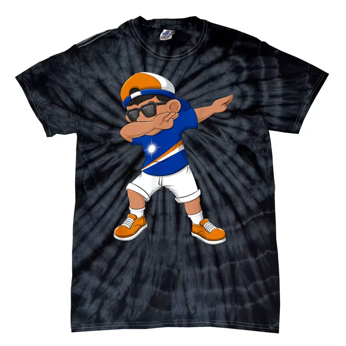 Dabbing Boy Marshall Islands Flag Dab Dance Tie-Dye T-Shirt