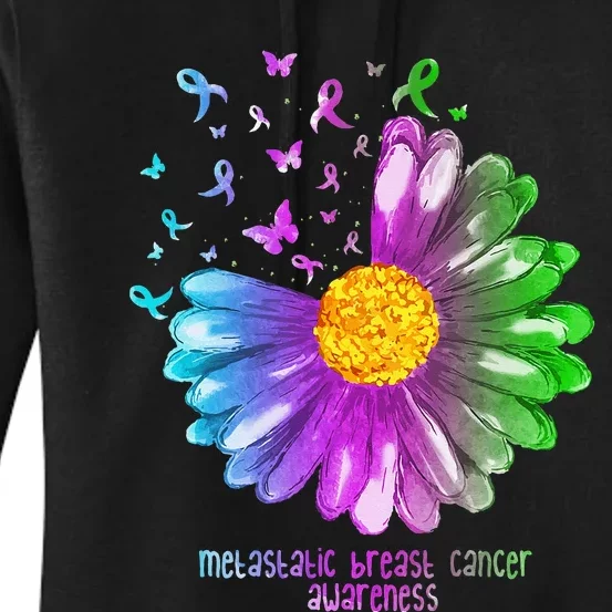 Daisy Butterfly Metastatic Breast Cancer Awareness Gifts Women's Pullover Hoodie