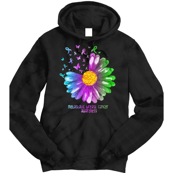 Daisy Butterfly Metastatic Breast Cancer Awareness Gifts Tie Dye Hoodie