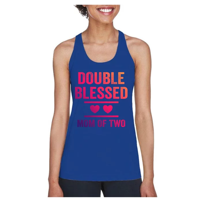 Double Blessed Mom Of Two Blessed Mom Mother Gift Women's Racerback Tank