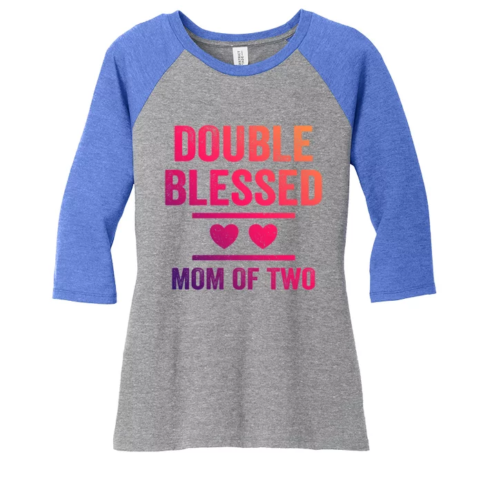 Double Blessed Mom Of Two Blessed Mom Mother Gift Women's Tri-Blend 3/4-Sleeve Raglan Shirt