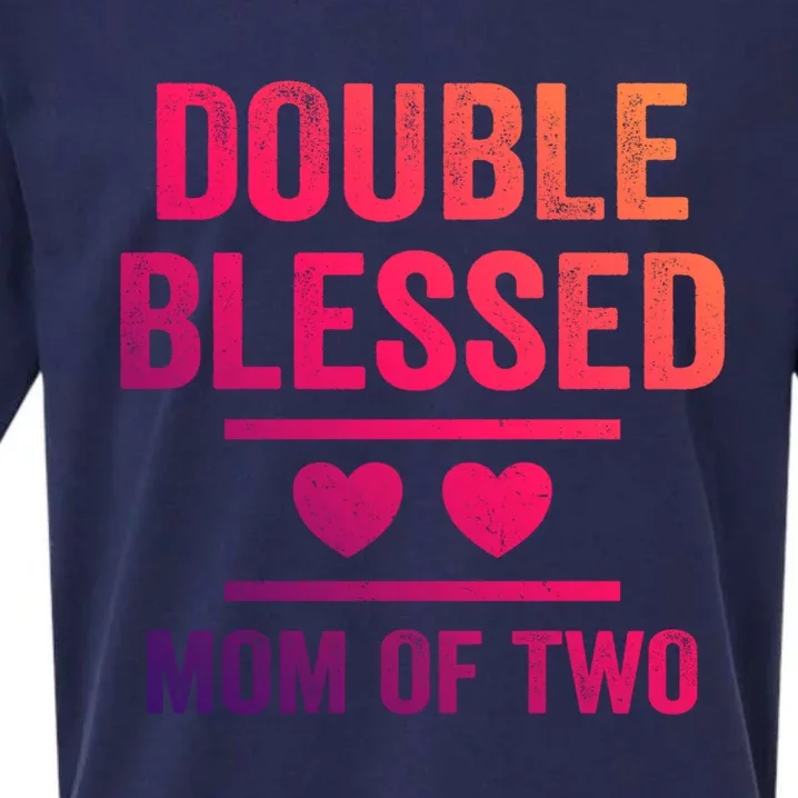 Double Blessed Mom Of Two Blessed Mom Mother Gift Sueded Cloud Jersey T-Shirt