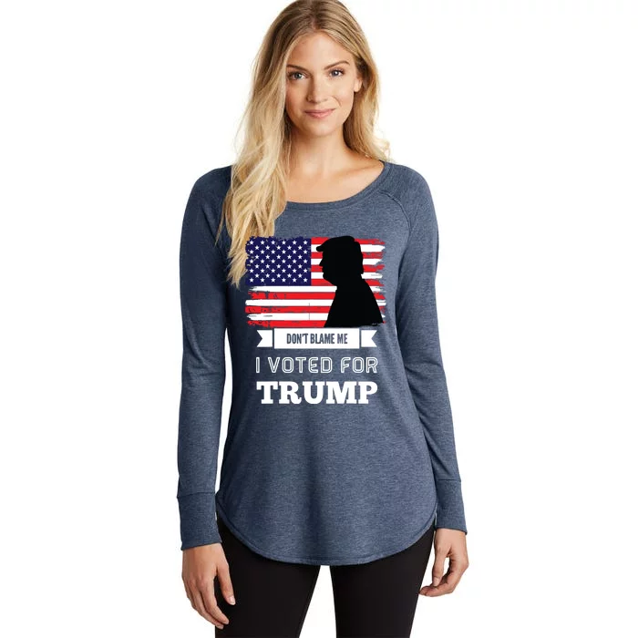 Dont Blame Me I Voted For Trump Distressed Vintage Flag Women's Perfect Tri Tunic Long Sleeve Shirt