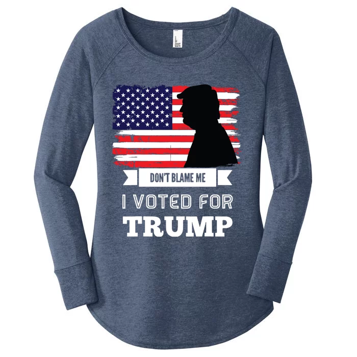 Dont Blame Me I Voted For Trump Distressed Vintage Flag Women's Perfect Tri Tunic Long Sleeve Shirt