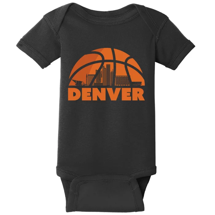 Denver City Skyline Colorado Basketball Fan Jersey Baby Bodysuit