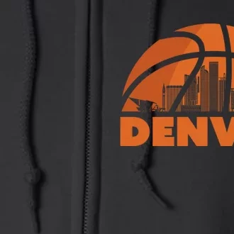 Denver City Skyline Colorado Basketball Fan Jersey Full Zip Hoodie