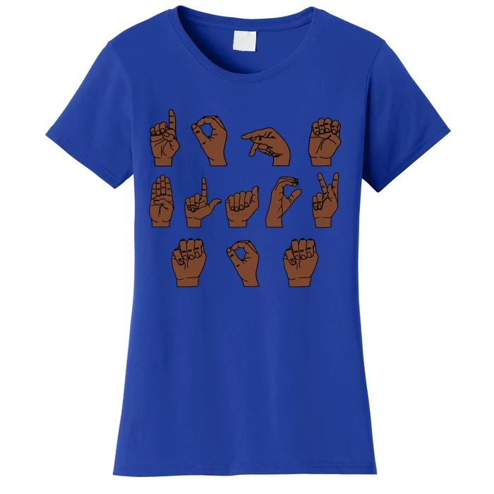 Dope Black Mom Sign Language Asl African American Mom Meaningful Gift Women's T-Shirt