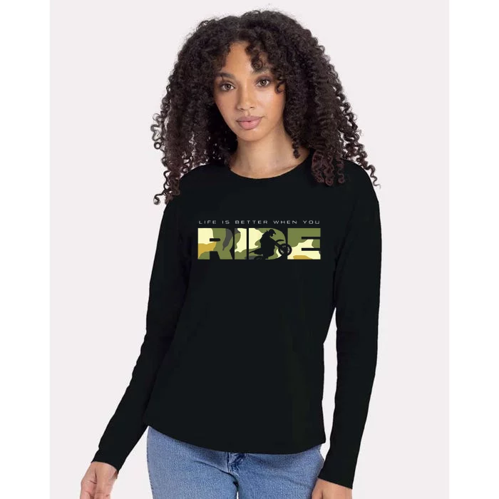 Dirt Bike Motocross Apparel Dirt Bike Motocross Womens Cotton Relaxed Long Sleeve T-Shirt